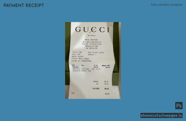 Beispiel einer Zahlungsbestätigung des Modeunternehmens Gucci